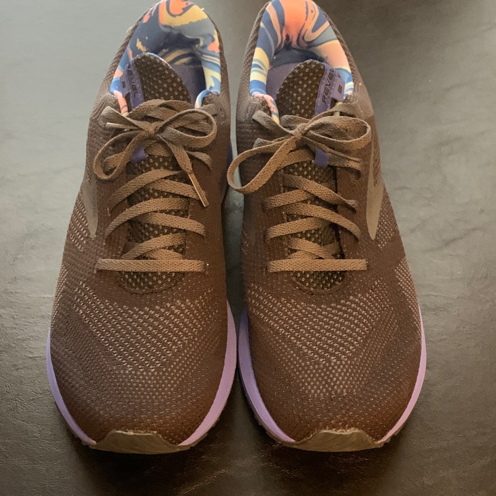 Brooks Brown Athletic Shoes with Purple Accents